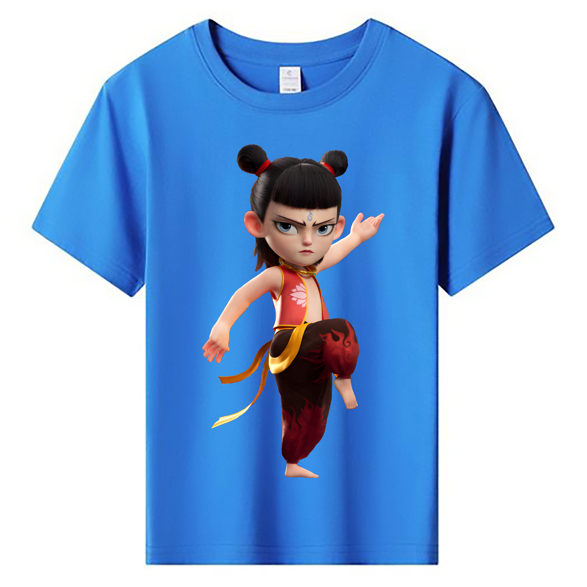 （画像用） Ne Zha 2 ナタ 魔童の大暴れ 綿100％キッズTシャツ（フロントプリント）